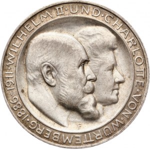 Niemcy, Wirtembergia, Wilhelm II 1891-1918, 3 marki 1911 F, Stuttgart