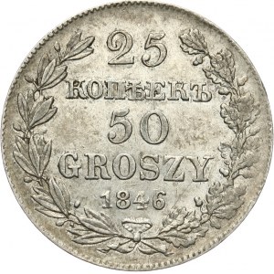 Zabór Rosyjski, Mikołaj I 1825-1855, 25 kopiejek/50 groszy 1846 MW, Warszawa