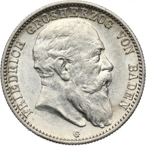 Niemcy, Badenia, Fryderyk I 1856-1907, 2 marki 1904 G, Karlsruhe