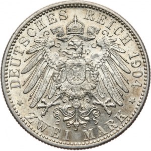 Niemcy, Badenia, Fryderyk I 1856-1907, 2 marki 1904 G, Karlsruhe