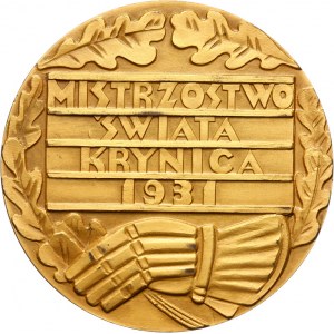 Polska, II Rzeczpospolita, medal z okazji Mistrzostw Świata w Hokeju na Lodzie w Krynicy w 1931 roku.