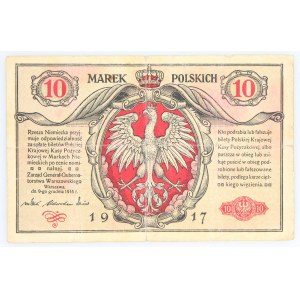 Generalne Gubernatorstwo Warszawskie, 10 marek polskich 9.12.1916, Generał, seria A, Berlin.