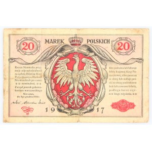 Generalne Gubernatorstwo Warszawskie, 20 marek polskich 9.12.1916, jenerał, seria A, Berlin.
