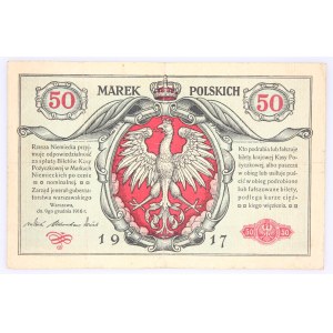 Generalne Gubernatorstwo Warszawskie, 50 marek polskich 9.12.1916, jenerał, seria A, Berlin.