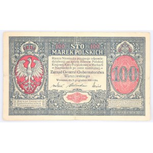 Generalne Gubernatorstwo Warszawskie, 100 marek polskich 9.12.1916, Generał, seria A, Berlin.
