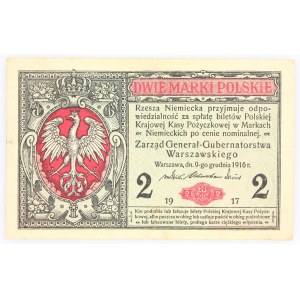 Generalne Gubernatorstwo Warszawskie, 2 marki polskie 9.12.1916, Generał, seria B, Berlin.