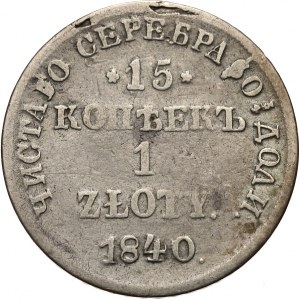 Zabór Rosyjski, Mikołaj I 1825-1855, 15 kopiejek/1 złoty 1840, Petersburg