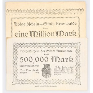 Choszczno (Arnswalde), zestaw banknotów z 10.08.1923 r.