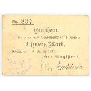 Kościan, 2 marki 10.08.1914 r.