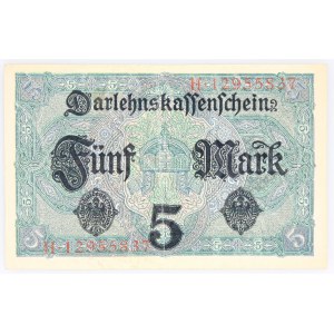 Niemcy, Imperial Bank Notes, 5 marek 1.08.1917, Berlin.