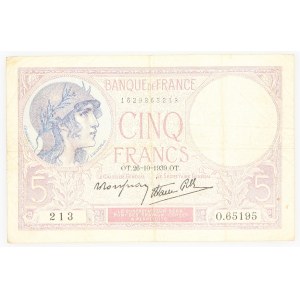 Francja, Banque de France, 5 franków 26.10.1939.