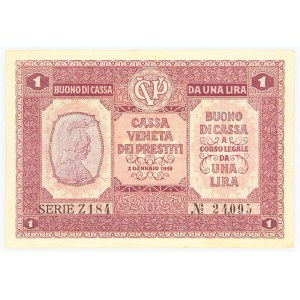 Włochy, Cassa Veneta dei Prestiti, 1 lira 2.01.1918.