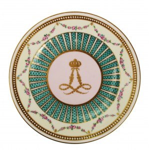 Plate with monogram of Ludwig II of Bavaria, porcelain, second half of 19th century (1).