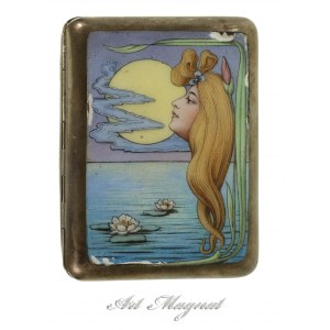 Art Nouveau cigarette case, enamel, Austria Galicia, silver (16)