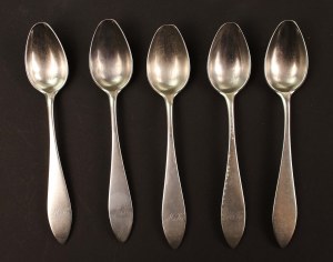 Set of teaspoons 5 pcs. L. Nast, Warsaw 19th c. (526)