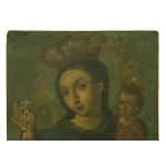 18th century Madonna with rosary- oil, copper sheet (638)
