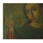 18th century Madonna with rosary- oil, copper sheet (638)