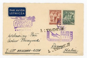 Opening of airline on route Gdynia - Warsaw - Venice - Rome, air letter, 1939 (1015)