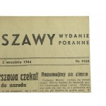 Powstanie Warszawskie, gazeta Dzień Warszawy, 2 września 1944. (402)