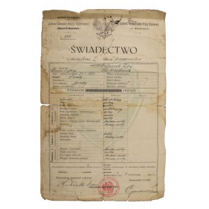 Headquarters of the National Police School. Certificate of completion of the IV course of forefathers. Warsaw, 1921 (560)