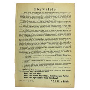 Ogłoszenie o obchodzie Święta 3-go maja, P.O.L.I.P, Kutno 1945 (754)