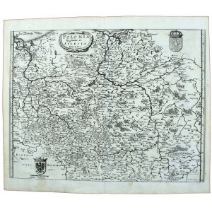 Mapa Polski, Królestwo Polskie i Księstwo Śląskie, wyd. Matthaus Merian, Frankfurt n. Menem, 1641-1672, mapa pochodząca z ,,Topographia'', wyd. 1, Graesse, VII, 509 (2604)