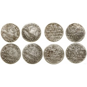 Polska, zestaw 4 x trojak, 2 x 1622, 1623, 1624, Kraków