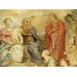 Peter Paul Rubens, Siegen 1577 - 1640 Antwerp, And attributed to workshop, The Madonna and child in the lap of St. Anne, venerated by saints of the House of Habsburg