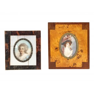 2 watercolor miniatures, around 1900