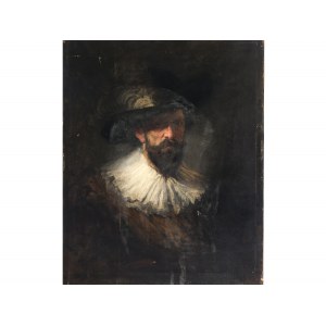 Andreas Groll, 1850 - 1907, attributed Andreas Groll, Portrait of a nobleman with a feathered hat