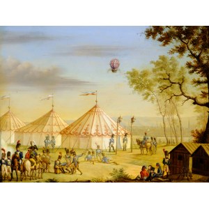 Montgolfier above a French military camp, 19th century