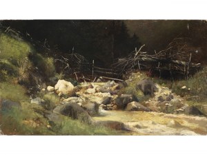 Emilie Mediz-Pelikan, Vöcklabruck 1861 - 1908 Leubnitz-Neuostra, Brook landscape