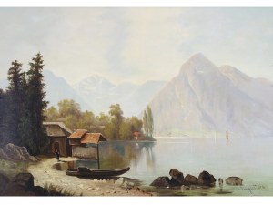 Johann Jungblut, Germany 1860 - 1912, Motif at an alpine lake
