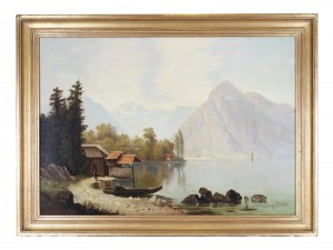 Johann Jungblut, Germany 1860 - 1912, Motif at an alpine lake