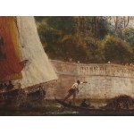 Félix Ziem, 1821 - 1911, Voiliers et gondole devant les Jardins Francais, Venise