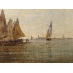 Félix Ziem, 1821 - 1911, Voiliers et gondole devant les Jardins Francais, Venise