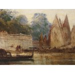 Félix Ziem, 1821 - 1911, Voiliers et gondole devant les Jardins Francais, Venise