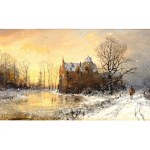 Anton Doll, Munich 1826 - 1887 Munich, Ice skaters in front of the castle