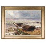 Josef Wopfner, Schwaz, Tirolsko 1843 - 1927 Mníchov, priradené, Lode na brehu