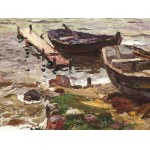 Josef Wopfner, Schwaz, Tirolsko 1843 - 1927 Mníchov, priradené, Lode na brehu