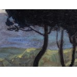 Landscape in the mountains, in the style of Arthur Nikodem