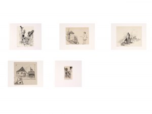 Johann Nepomuk Geller, Vienna 1860 - 1954 Weissenkirchen in der Wachau, 5 ink drawings with motifs from the Wachau region