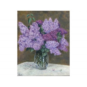 Bouquet of lilacs, Oil on cardboard