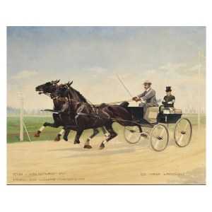 Carriage race, Oil on cardboard