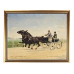 Carriage race, Oil on cardboard