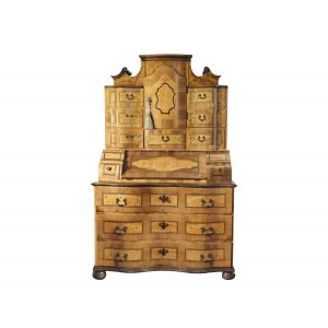 Baroque top cabinet, veneered and inlaid