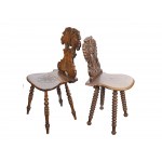 Board chairs with relief, pair, carved