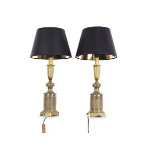 Table lamps, pair, cast bronze