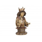 Bust of a king, around 1500, carved and polychromed
