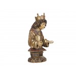 Bust of a king, around 1500, carved and polychromed